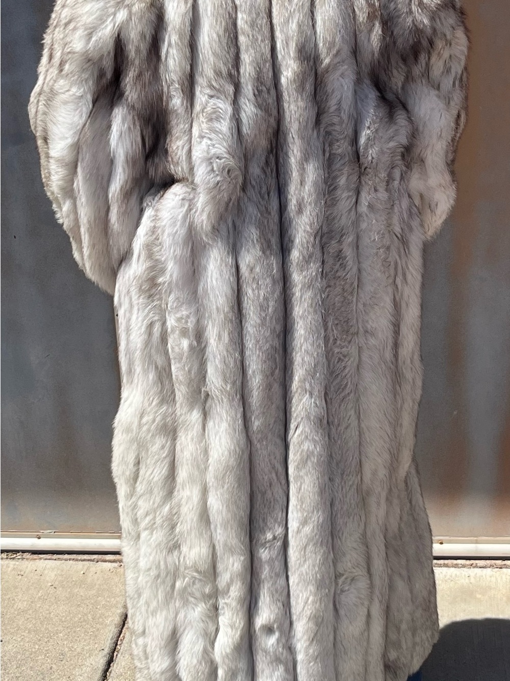 Luxurious Women's Light Gray Fur Pea Coat